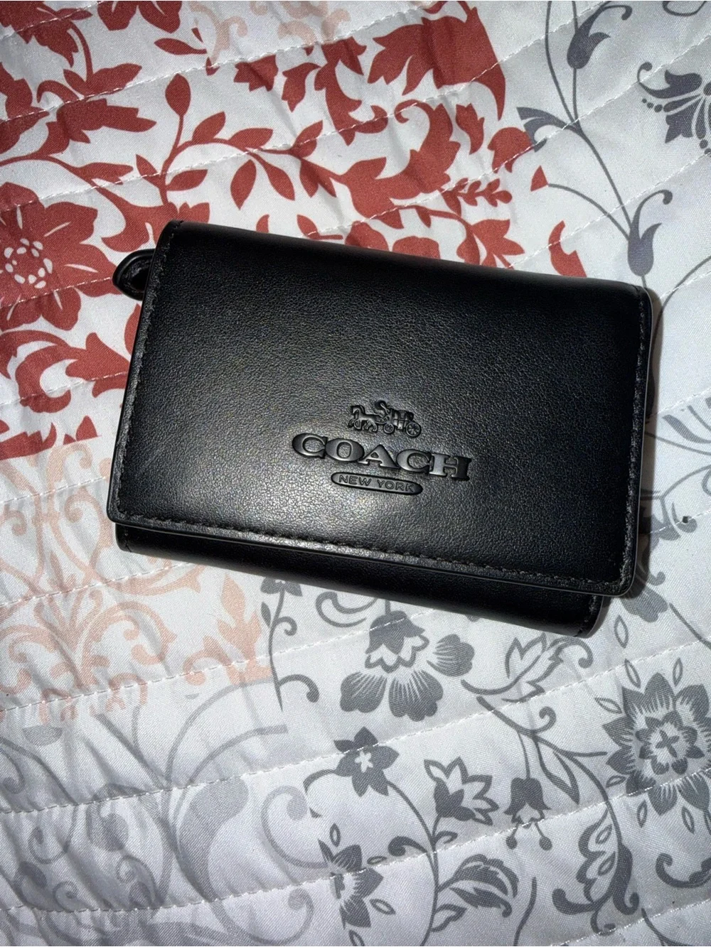 Coach Refined Calf Leather Micro Wallet in black